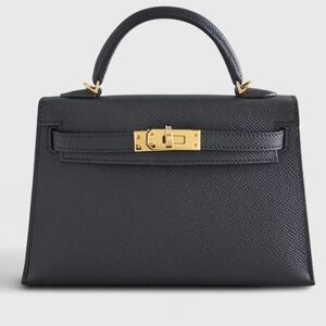 NWT Genuine Leather Epsom Mini Kelly Design 20 Black Bag/Handbag